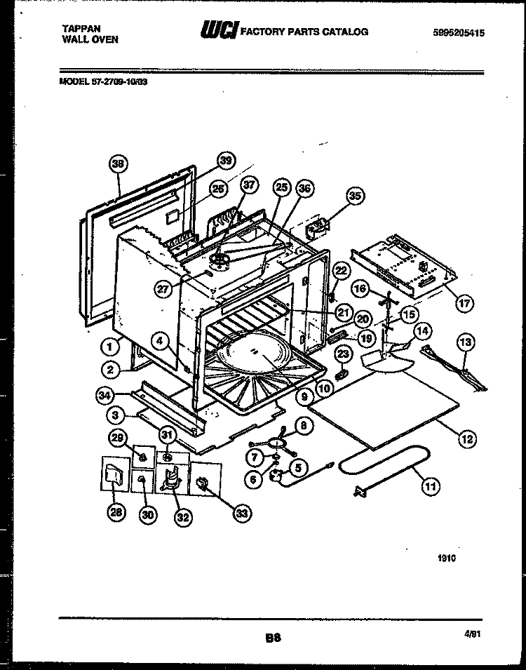 WRAPPER AND BODY PARTS Diagram and Parts List for 57-2709-10-03  Tappan Microwave Oven Combo