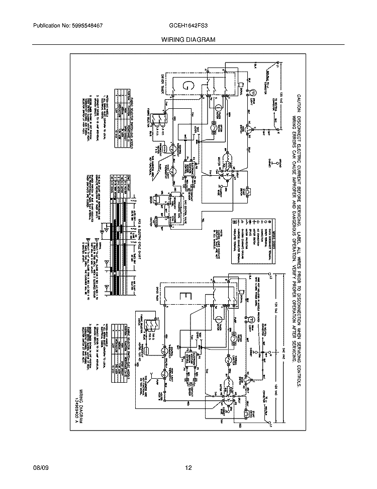 WIRING DIAGRAM Diagram and Parts List for GCEH1642FS3  Frigidaire Washer Dryer Combo