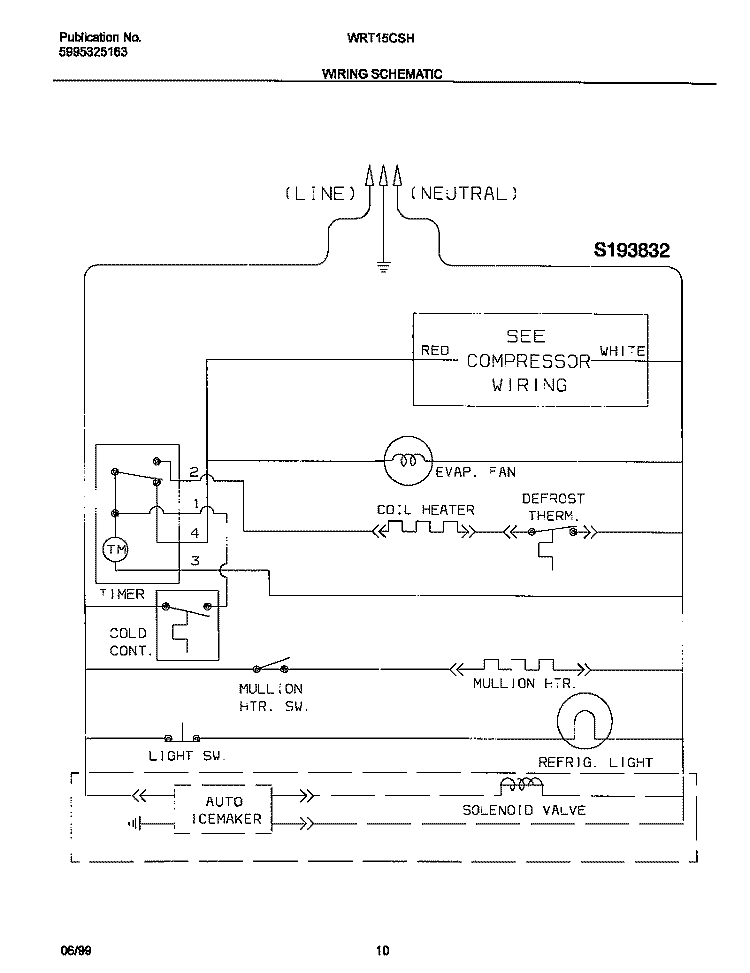 WIRING DIAGRAM Diagram and Parts List for WRT15CSHD0  Frigidaire Refrigerator