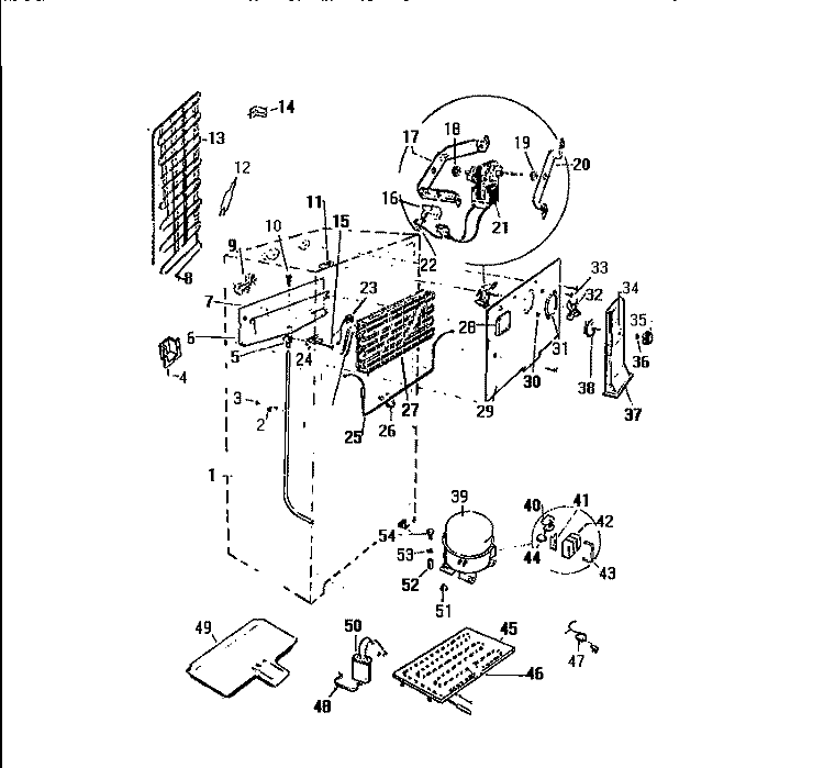 COOLING SYSTEM Diagram and Parts List for RT193GCD2  Frigidaire Refrigerator