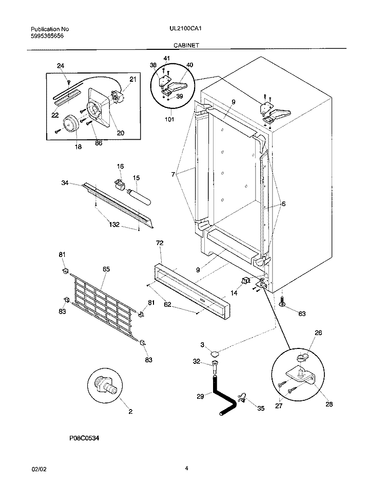 CABINET Diagram and Parts List for UL2100CA1  Electrolux Freezer