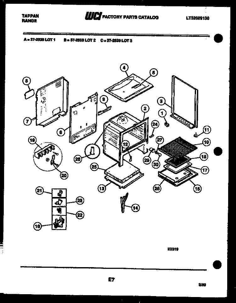 BODY PARTS Diagram and Parts List for 37-2538-23-01  Tappan Range