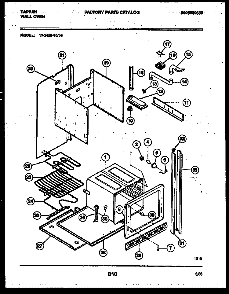 BODY PARTS Diagram and Parts List for 11-2439-00-05  Tappan Wall Oven