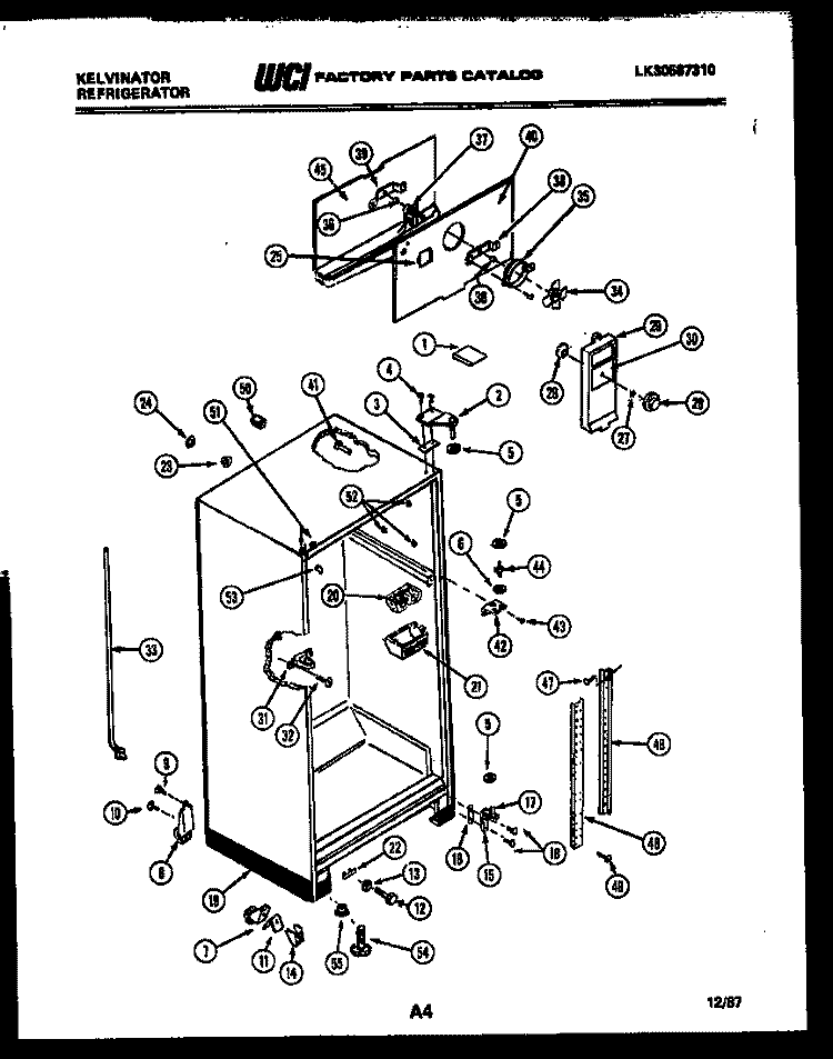 CABINET PARTS Diagram and Parts List for TMK206EN0D  Kelvinator Refrigerator