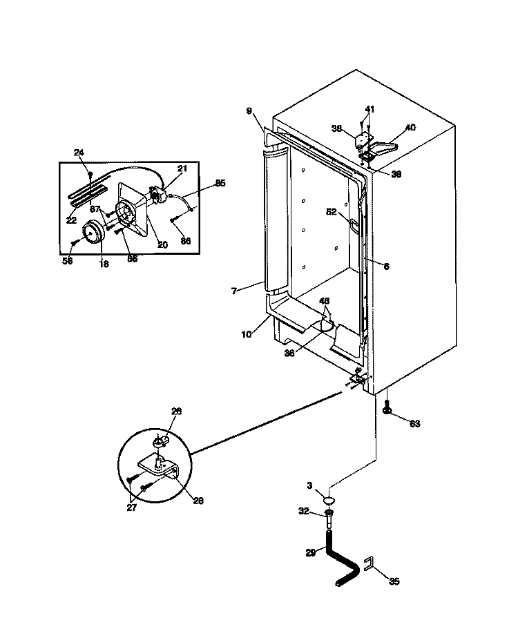 CABINET / CONTROL / SHELVES Diagram and Parts List for MFU12M2BW2  Frigidaire Freezer