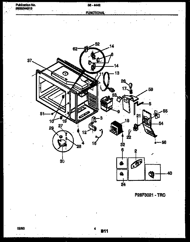 FUNCTIONAL PARTS Diagram and Parts List for 56-4443-10-01  Tappan Microwave