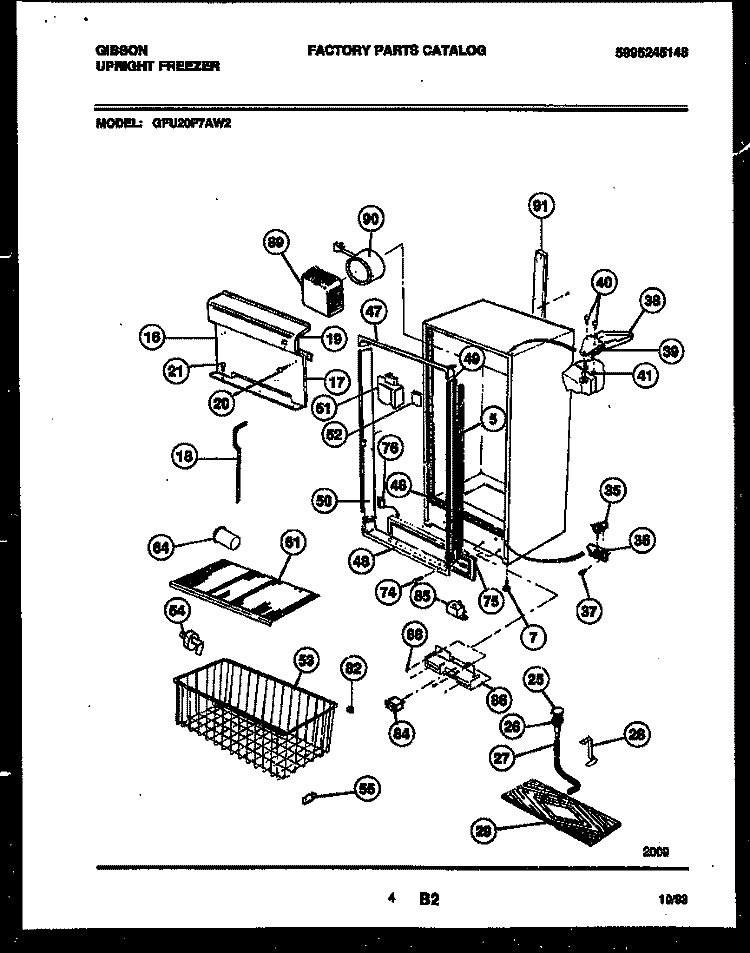 CABINET PARTS Diagram and Parts List for GFU20F7AW2  Gibson Freezer