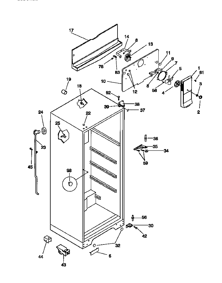 CABINET Diagram and Parts List for MRT18CSCD0  Frigidaire Refrigerator