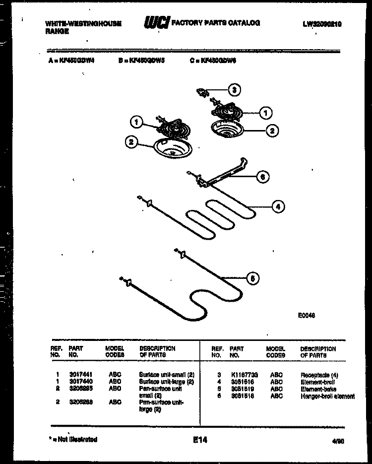 BROILER PARTS Diagram and Parts List for KF450GDD6  Frigidaire Range