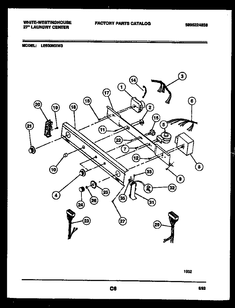 CONSOLE AND CONTROL PARTS Diagram and Parts List for LE600MXD3  Frigidaire Washer Dryer Combo