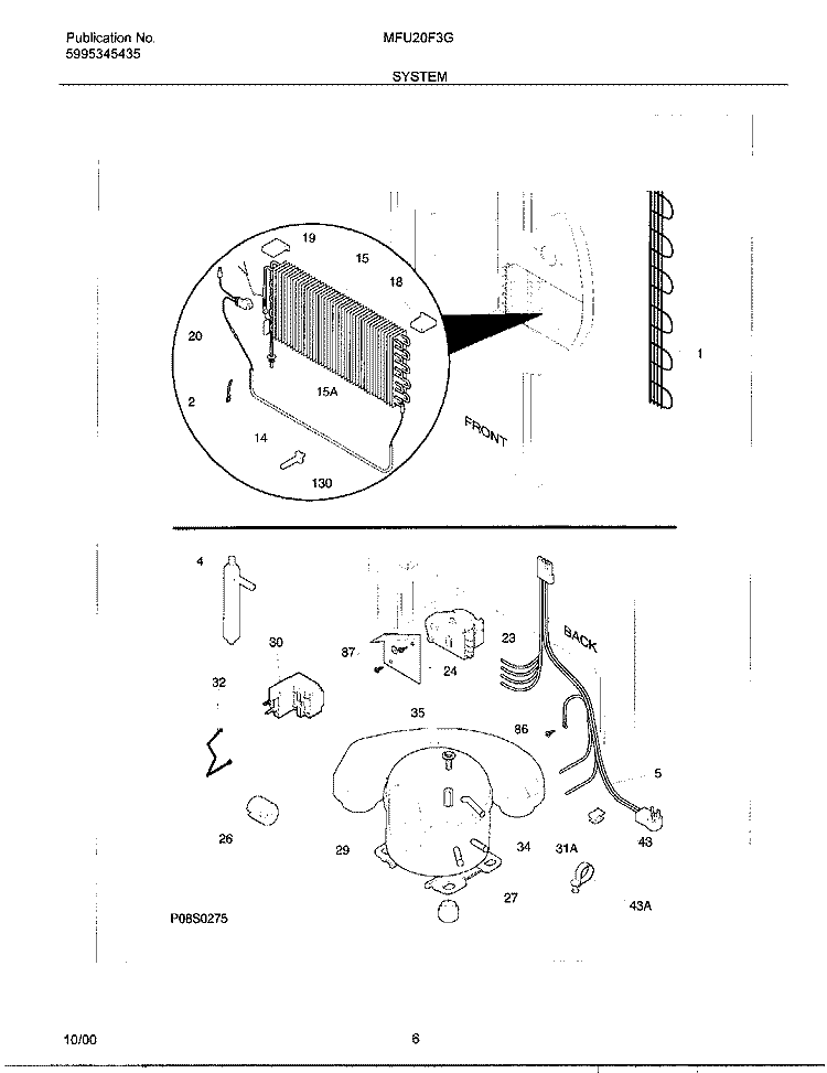 SYSTEM Diagram and Parts List for MFU20F3GW8  Uni Freezer