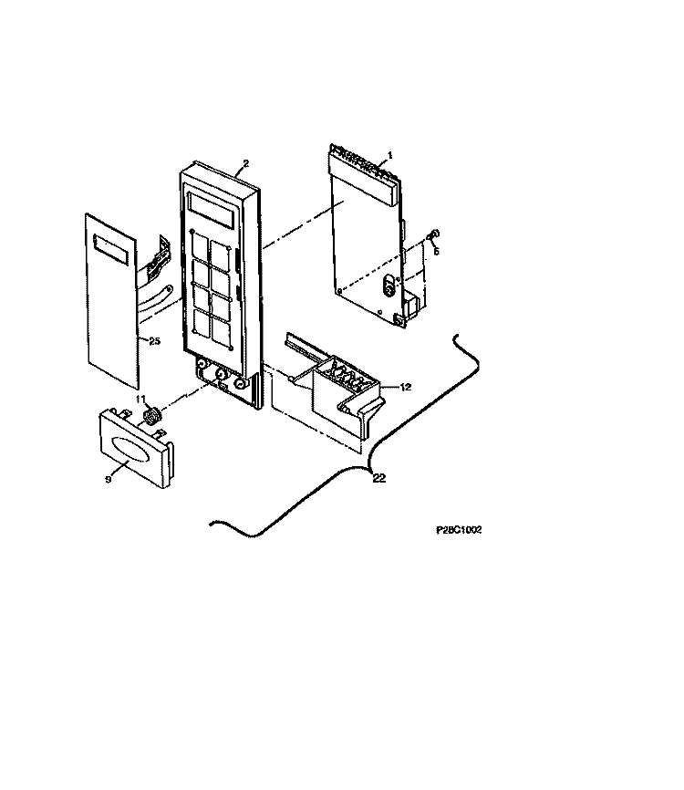 CONTROL PANEL Diagram and Parts List for TMT104U1S0  Tappan Microwave