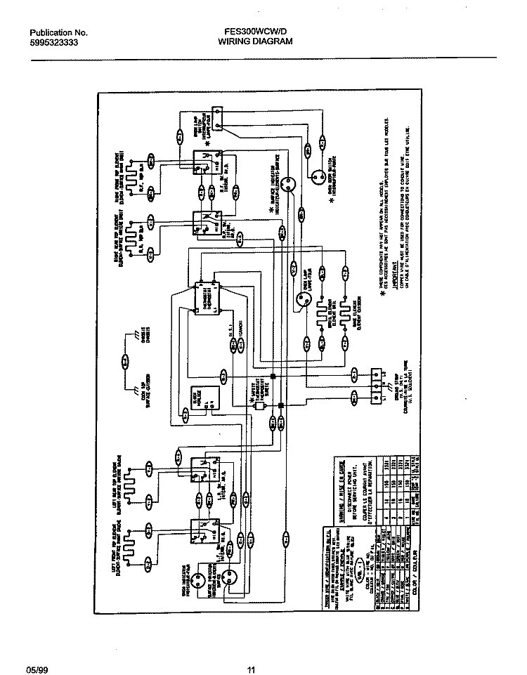 WIRING DIAGRAM Diagram and Parts List for FES300WCDF  Frigidaire Range