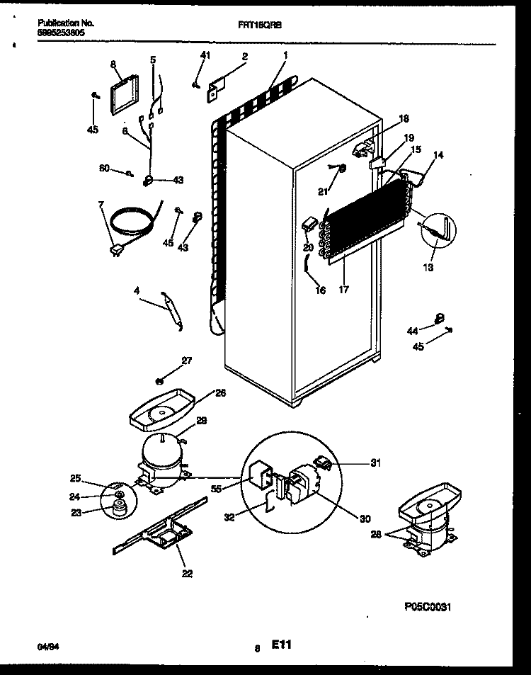 SYSTEM AND AUTOMATIC DEFROST PARTS Diagram and Parts List for FRT18QRBW0  Frigidaire Refrigerator