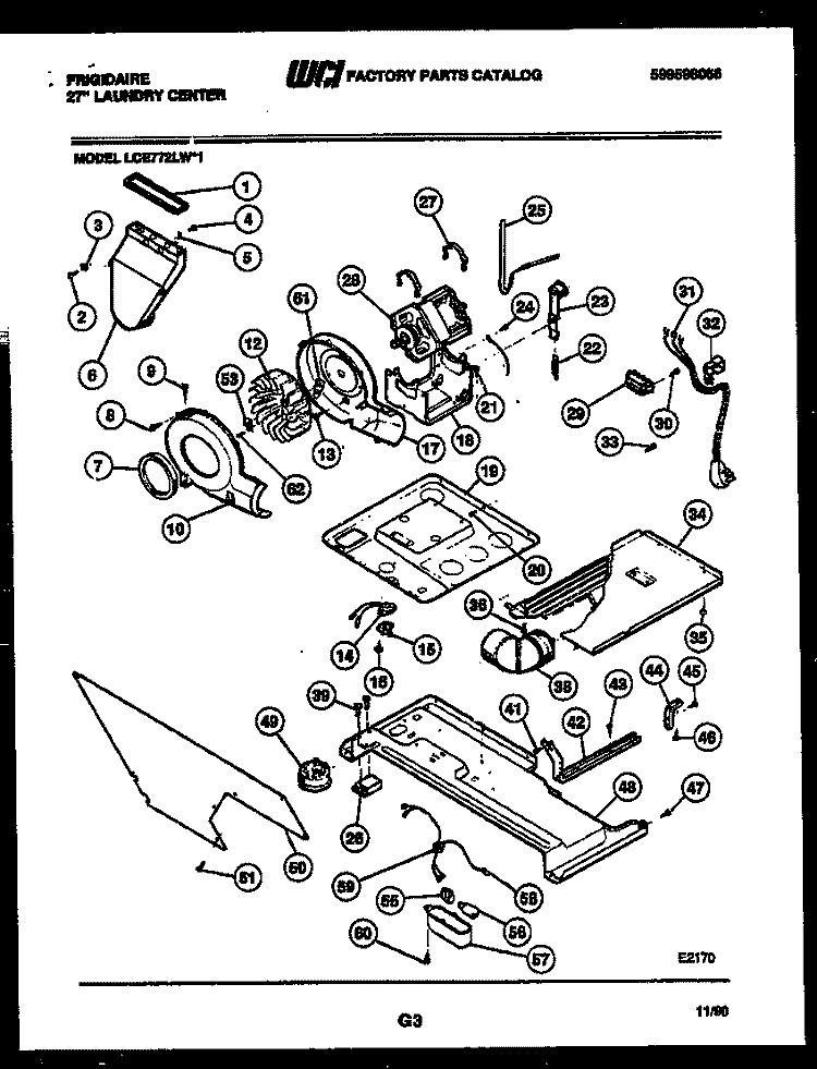 MOTOR AND BLOWER PARTS Diagram and Parts List for LCE772LW1  Frigidaire Washer Dryer Combo