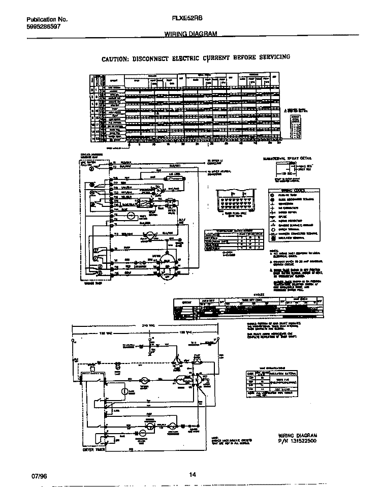 WIRING DIAGRAM Diagram and Parts List for FLXE52RBS3  Frigidaire Washer Dryer Combo