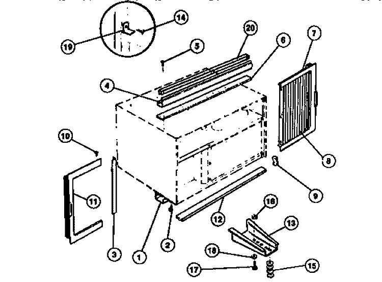 WINDOW MOUNTING PARTS Diagram and Parts List for AC054L7A1  Frigidaire Air Conditioner