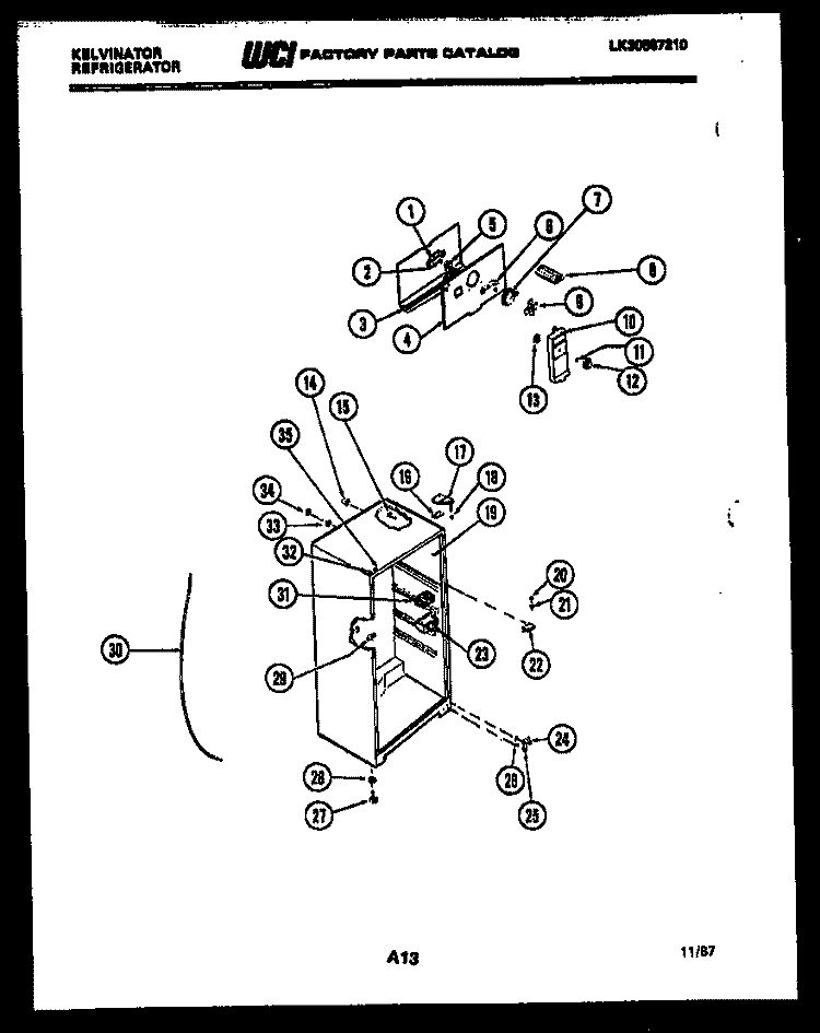 CABINET PARTS Diagram and Parts List for TPK180EN0W  Kelvinator Refrigerator