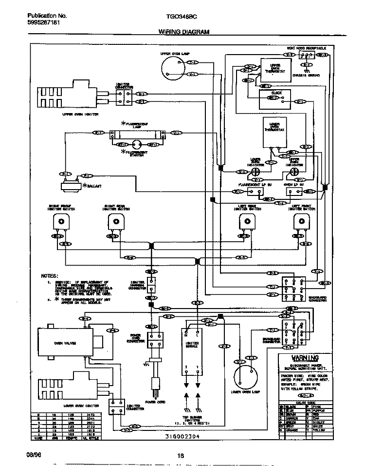 WIRING DIAGRAM Diagram and Parts List for TGO346BCDC  Tappan Range