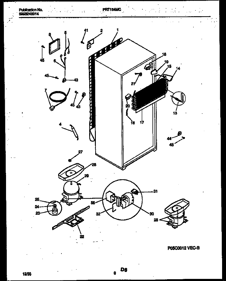 SYSTEM AND AUTOMATIC DEFROST PARTS Diagram and Parts List for PRT154MCD3  Frigidaire Refrigerator