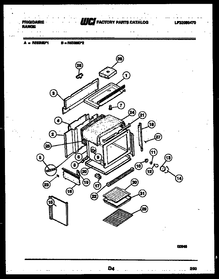 BODY PARTS Diagram and Parts List for R533MDW1  Frigidaire Range