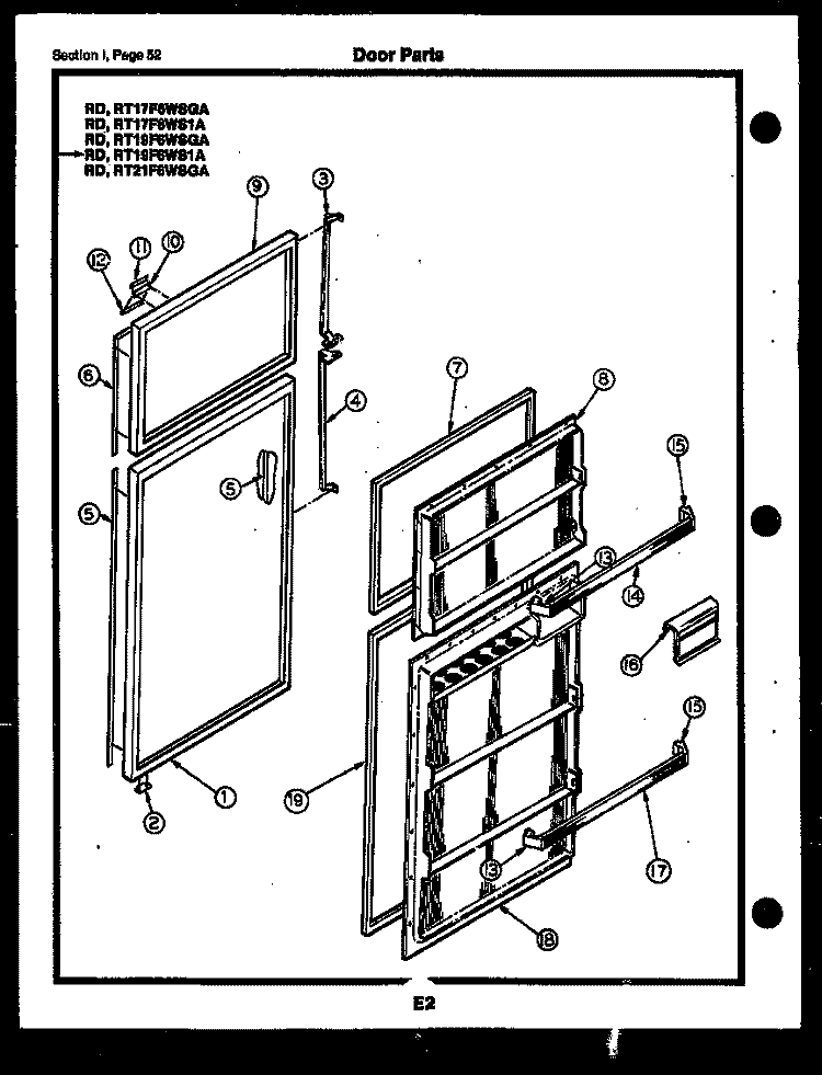DOOR PARTS Diagram and Parts List for RT21F6WSGA  Gibson Refrigerator