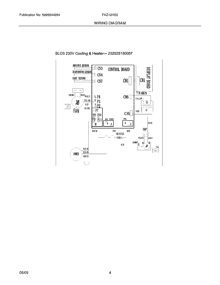 WIRING DIAGRAM Diagram and Parts List for FAZ12HS2AB  Frigidaire Air Conditioner