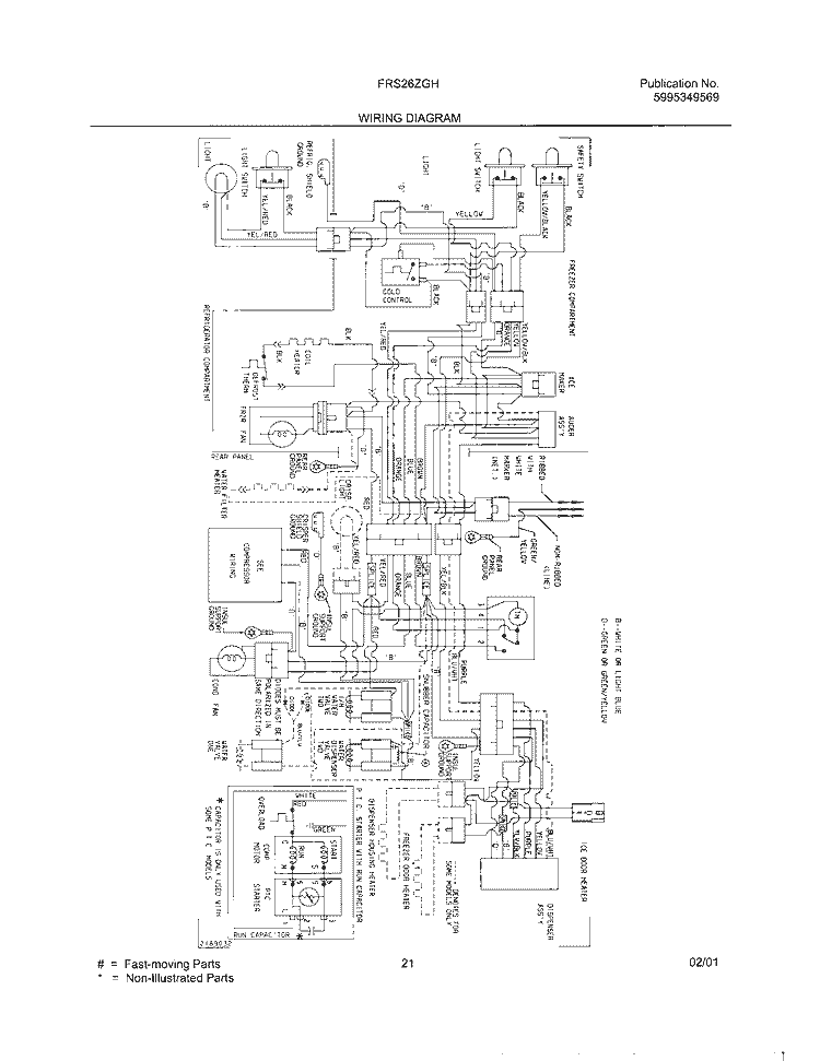 WIRING DIAGRAM Diagram and Parts List for FRS26ZGHD5  Frigidaire Refrigerator