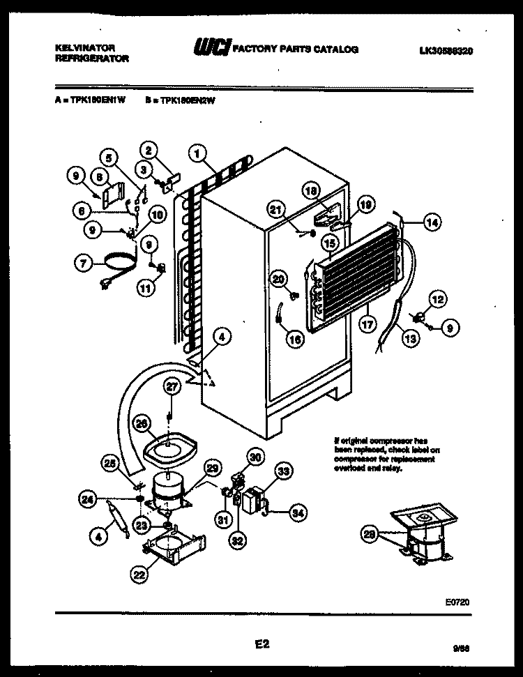 SYSTEM AND AUTOMATIC DEFROST PARTS Diagram and Parts List for TPK180EN2W  Kelvinator Refrigerator