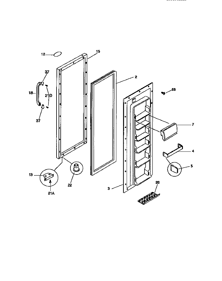 REFRIGERATOR DOOR Diagram and Parts List for MRS22WRCD0  Frigidaire Refrigerator