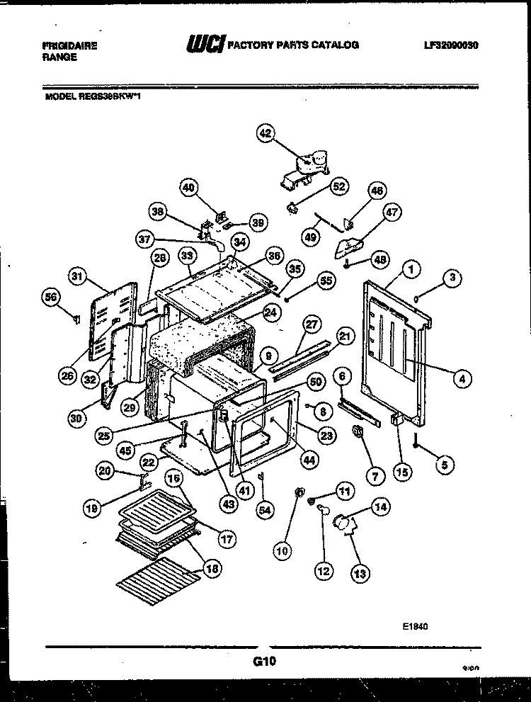 BODY PARTS Diagram and Parts List for REGS38BKW1  Frigidaire Range
