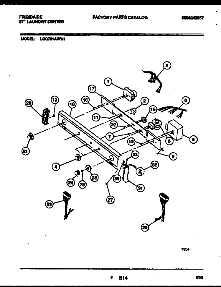 CONSOLE AND CONTROL PARTS Diagram and Parts List for LCG701ADD1  Frigidaire Washer Dryer Combo