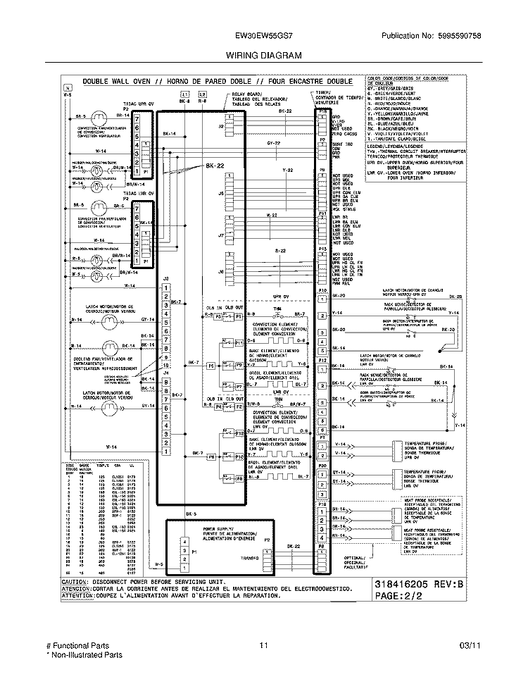 WIRING DIAGRAM Diagram and Parts List for EW30EW55GS7  Electrolux Wall Oven