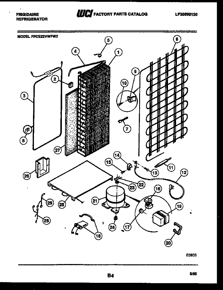 SYSTEM AND AUTOMATIC DEFROST PARTS Diagram and Parts List for FPCE22VWFL2  Frigidaire Refrigerator