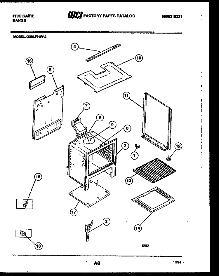 BODY PARTS Diagram and Parts List for G30LPNL3  Frigidaire Range