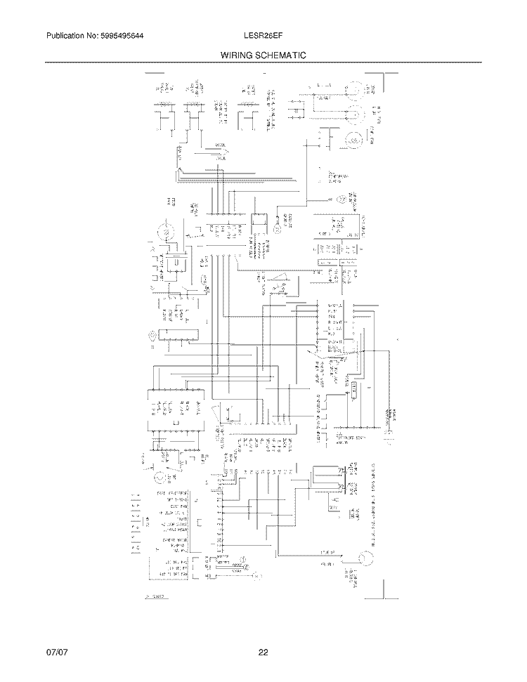 WIRING SCHEMATIC Diagram and Parts List for LESR26EFE4  Frigidaire Refrigerator