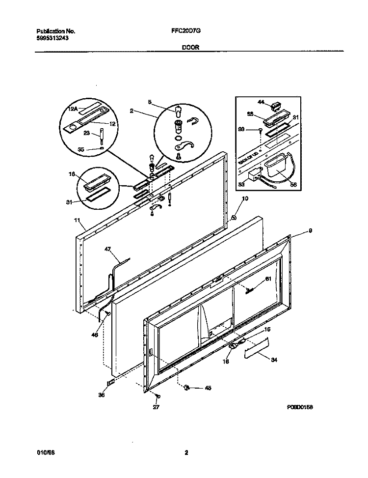 DOOR Diagram and Parts List for FFC20D7GW1  Frigidaire Freezer