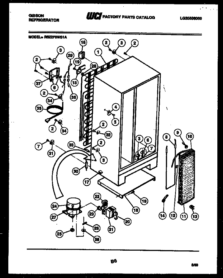 SYSTEM AND AUTOMATIC DEFROST PARTS Diagram and Parts List for RS22F8WS1A  Gibson Refrigerator