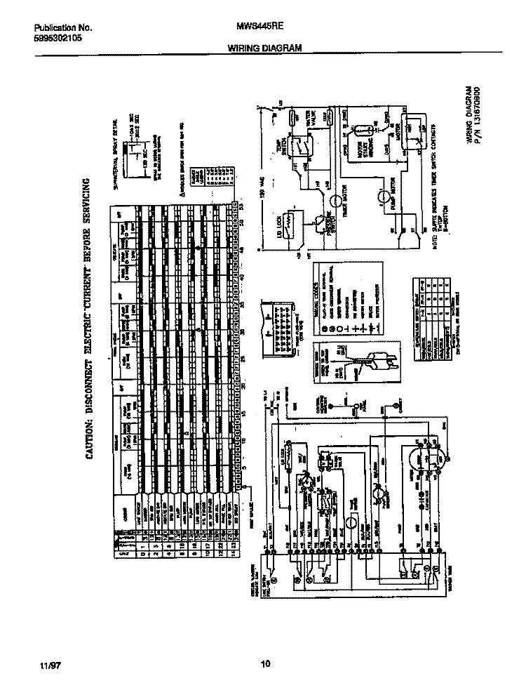 WIRING DIAGRAM Diagram and Parts List for MWS445RES2  Frigidaire Washer
