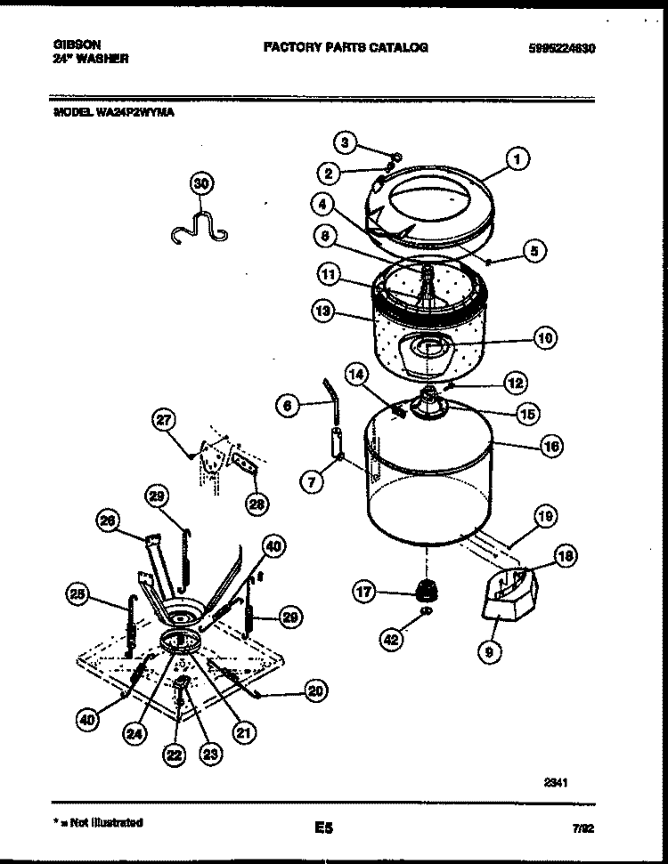 TUB DETAIL Diagram and Parts List for WA24P2WYMA  Gibson Washer