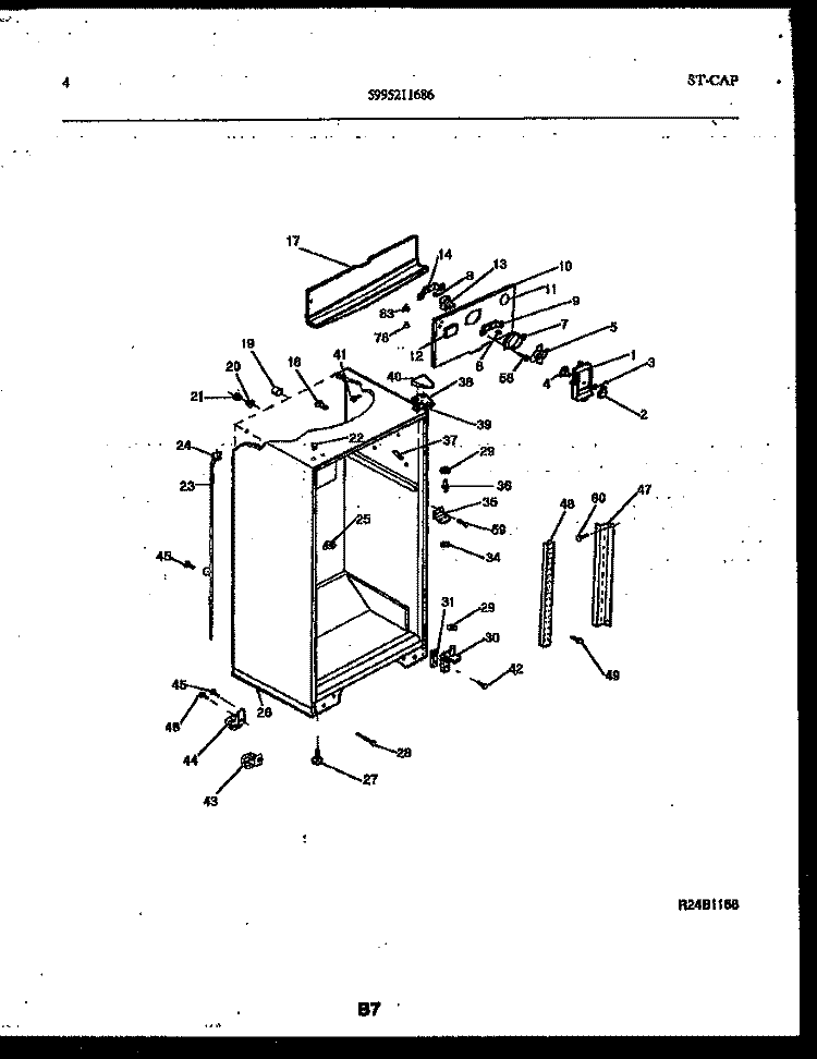 CABINET PARTS Diagram and Parts List for RT199PCD0  Frigidaire Refrigerator