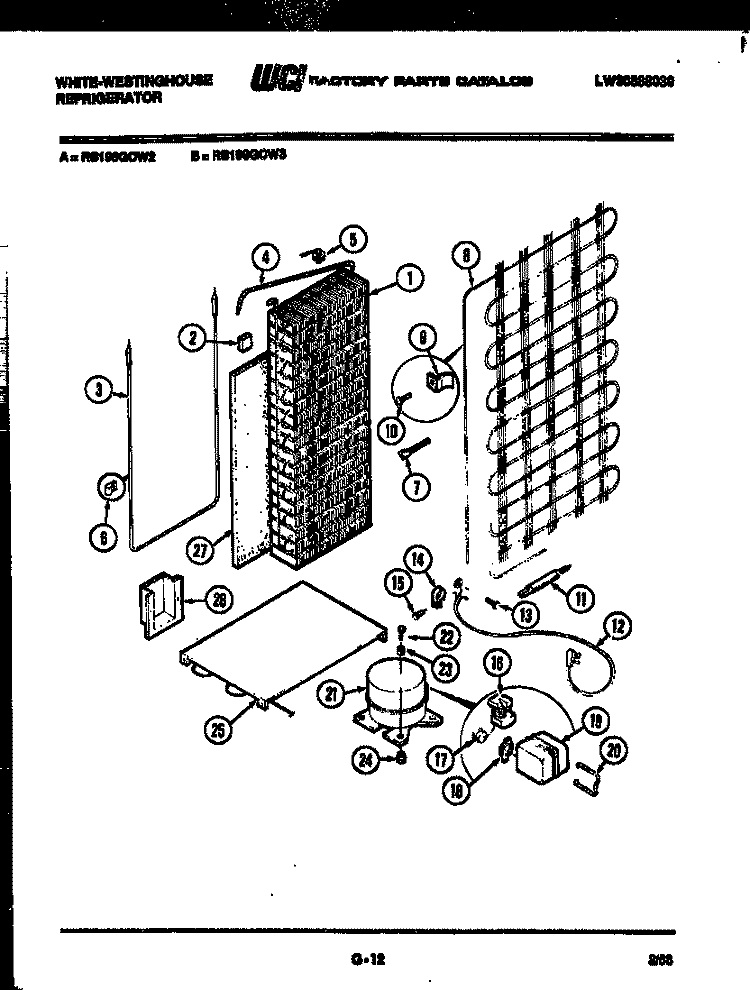 SYSTEM AND AUTOMATIC DEFROST PARTS Diagram and Parts List for RS196GCD3  Frigidaire Refrigerator