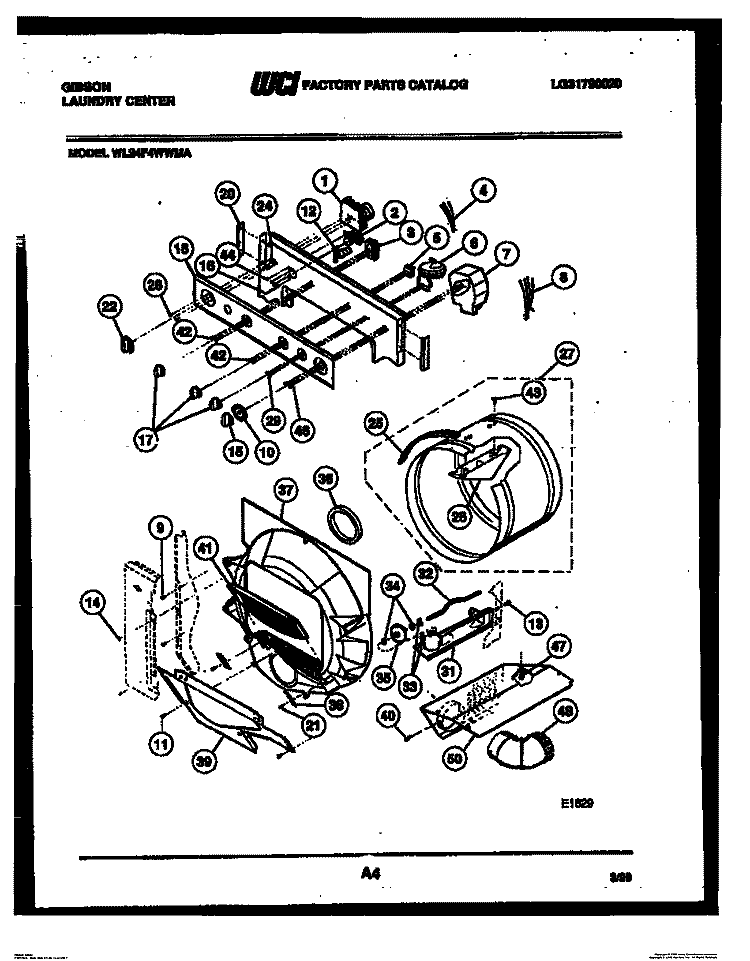 CONTROL, SEAL AND DRUM ASSEMBLY Diagram and Parts List for WL24F4WWMA  Gibson Washer