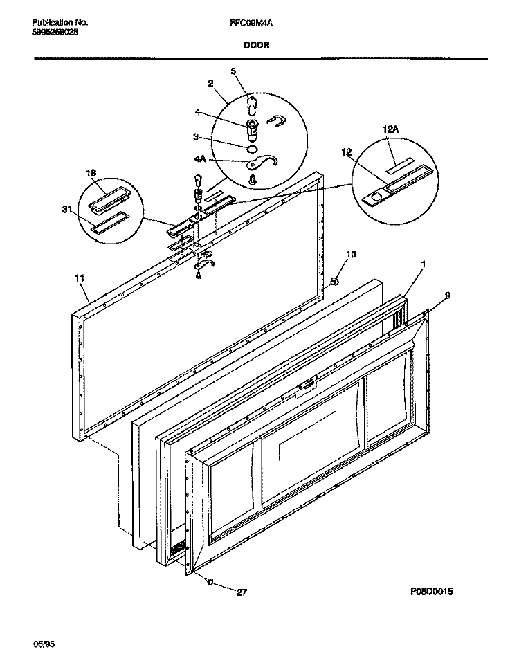 DOOR Diagram and Parts List for FFC09M4AW3  Frigidaire Freezer