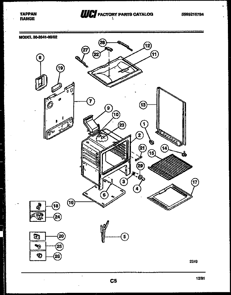 BODY PARTS Diagram and Parts List for 30-3341-00-02  Tappan Range