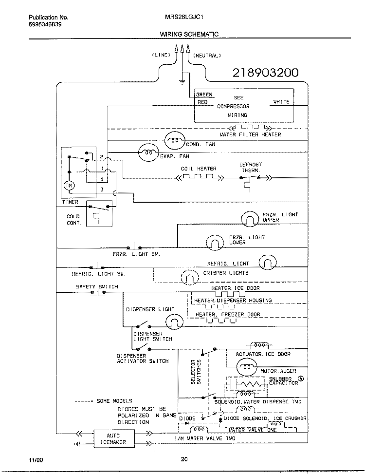 WIRING SCHEMATIC Diagram and Parts List for MRS26LGJC1  Uni Refrigerator