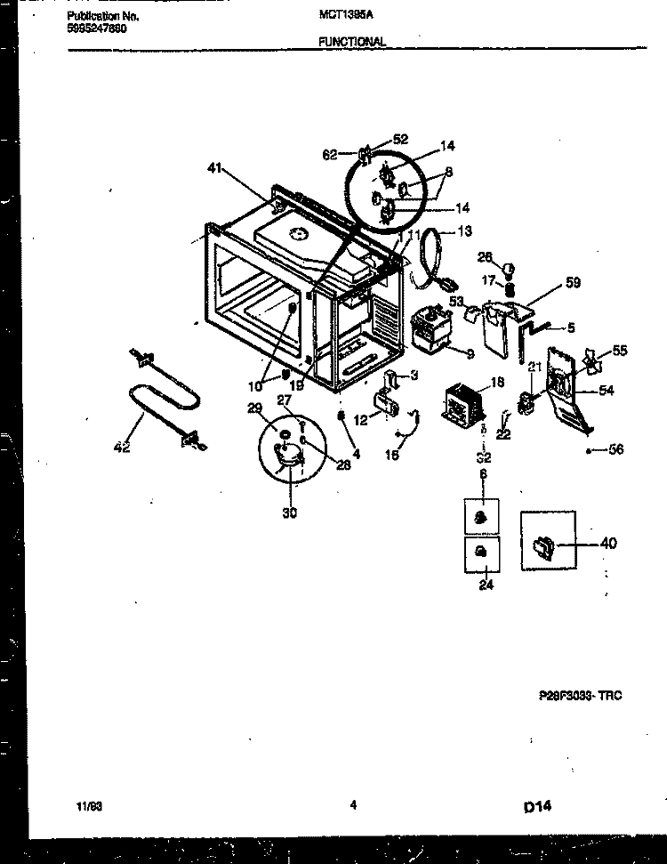 FUNCTIONAL PARTS Diagram and Parts List for MCT1395A2  Frigidaire Microwave