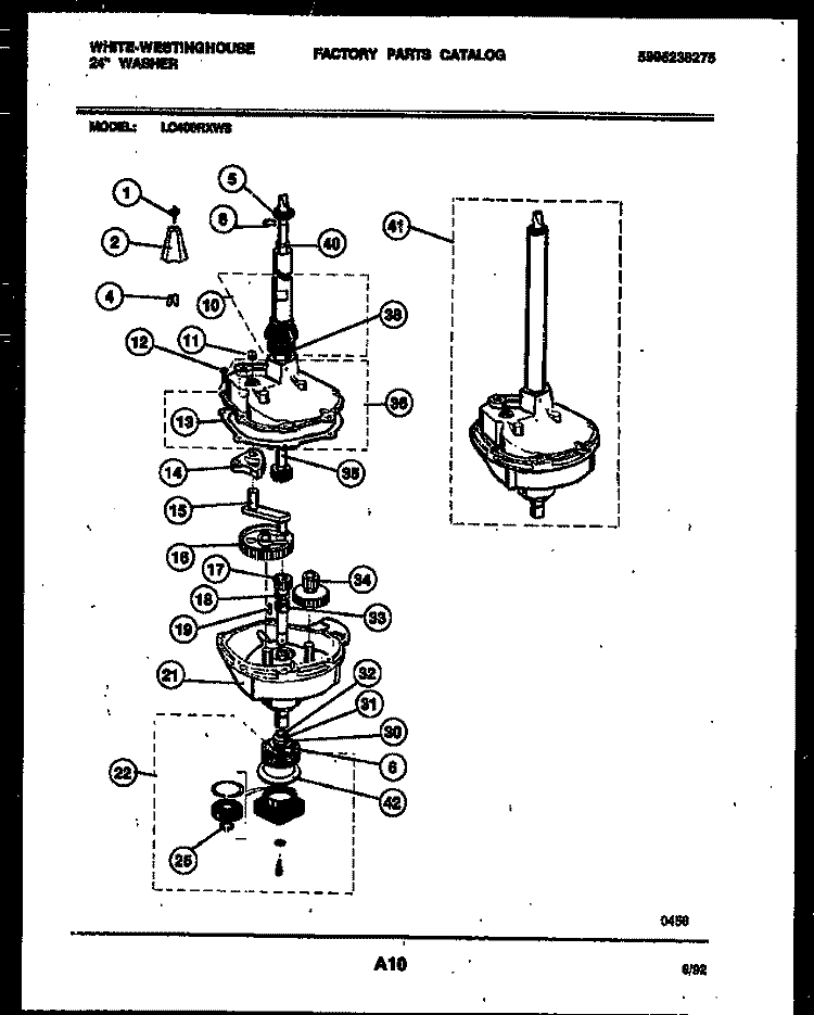TRANSMISSION PARTS Diagram and Parts List for LC400RXD3  Frigidaire Washer