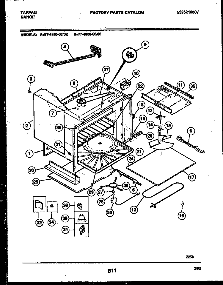 WRAPPER AND BODY PARTS Diagram and Parts List for 77-4950-00-03  Tappan Range
