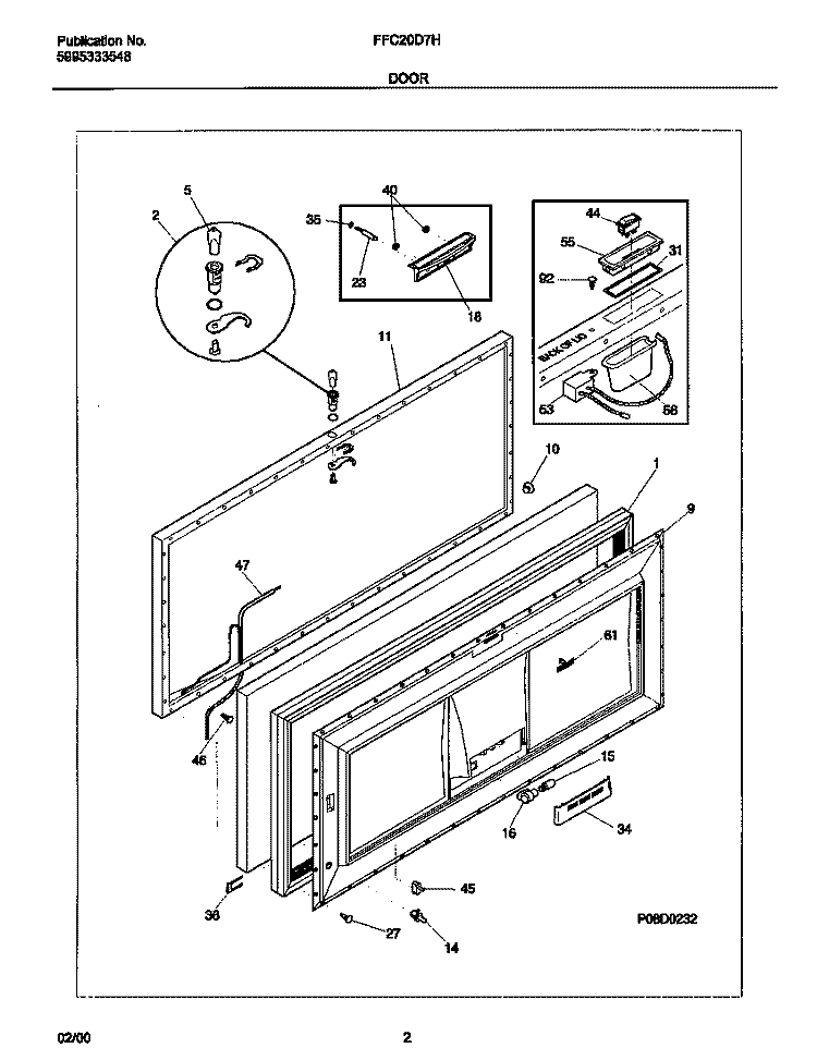 DOOR Diagram and Parts List for FFC20D7HW2  Frigidaire Freezer